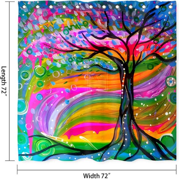 COLORFUL TREE SHOWER CURTAIN - Picture 3 of 3
